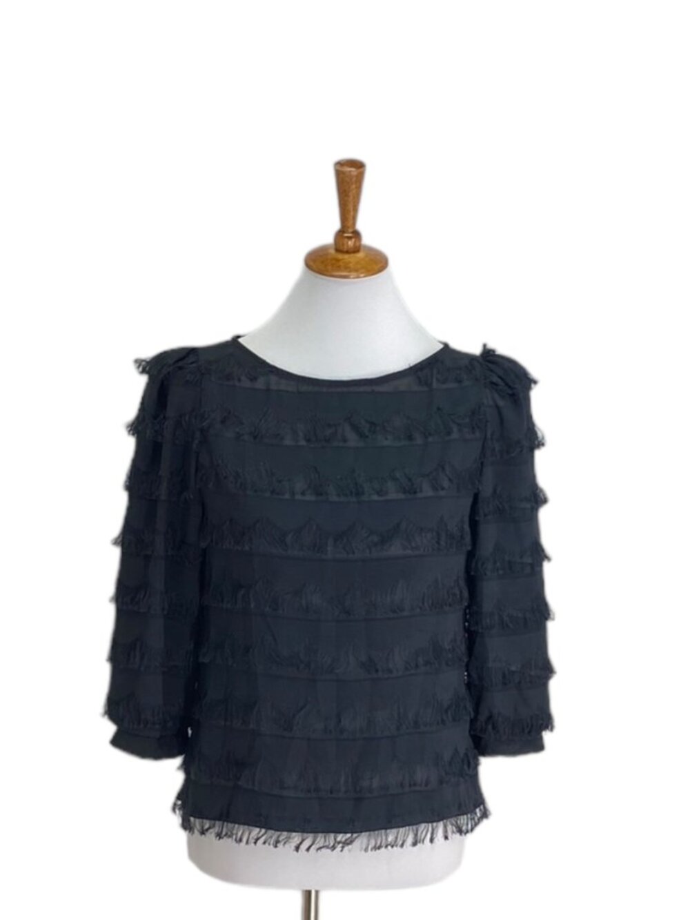 California Spice Eyelash Blouse Black Size M Vintage Hippie Boho 80’s Glam Retro - Picture 2 of 14